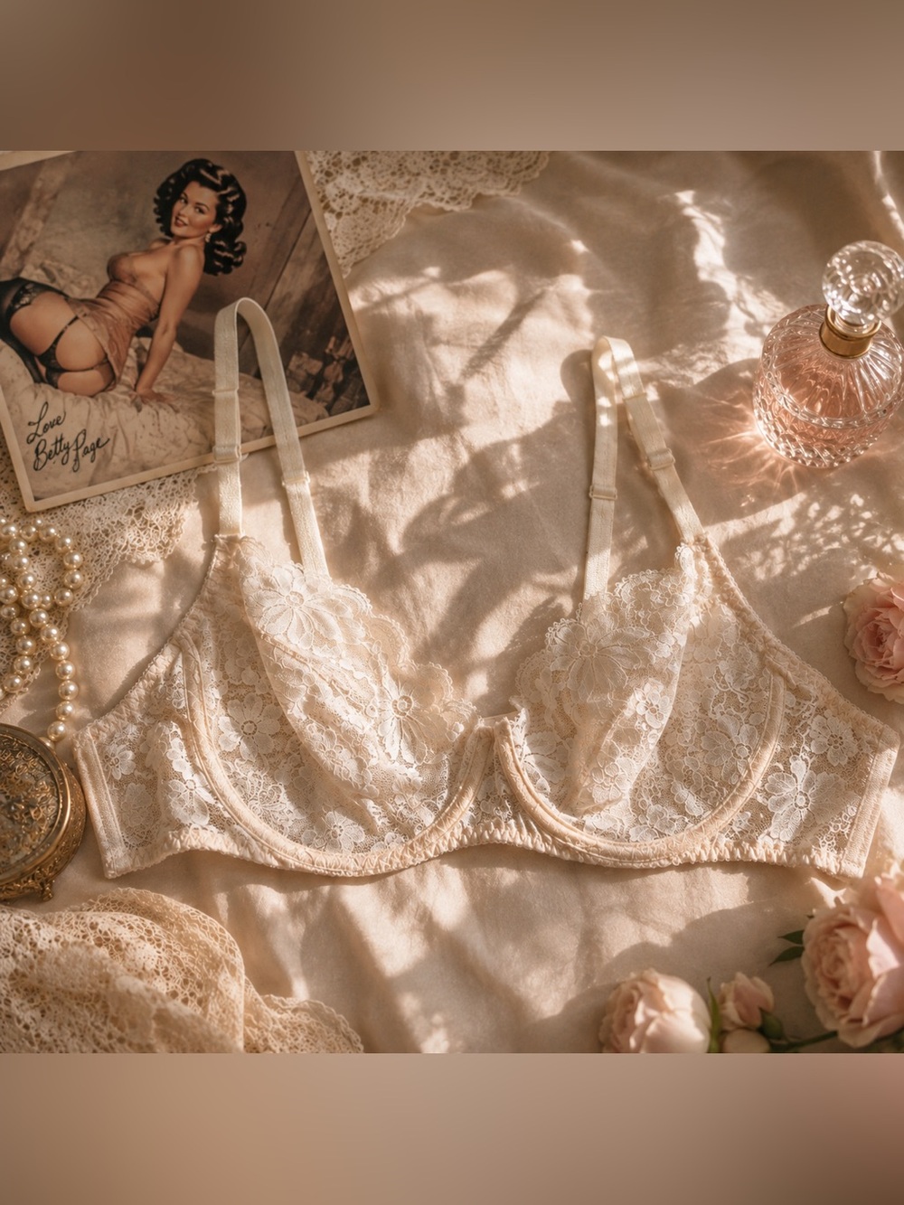 🎀Vintage🎀 Lace Underwire Bra in Cream Size 38C